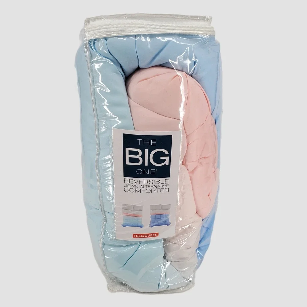 The Big One Reversible Down Alternative Comforter Full Queen Blue Ombre Pink New
